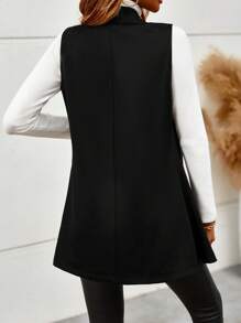 SHEIN LUNE Khăn quàng Mở Mặt trước Áo khoác Vest - màu đen - Xem 2