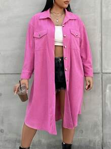 Flirla Hơn Thả vai Chi tiết về Flap áo - Màu Hồng Tươi - Xem 1