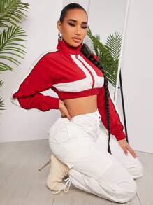 SHEIN SXY 顏色塊ins風格檢查圖案短款休閒女外套 - 彩色 - 查看 6