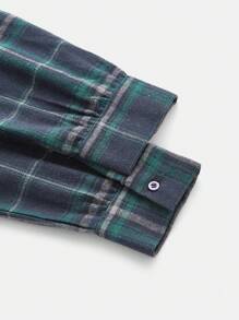 SHEIN Maternity Plaid Belted Dress - Navy Blue - View 9