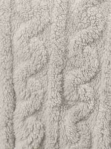 SHEIN LUNE Dual Pocket Belted Teddy Coat - Beige - View 7