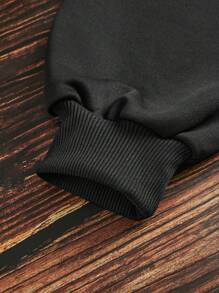 SHEIN Qutie In Giáng sinh Thả vai Áo nỉ - màu đen - Xem 3