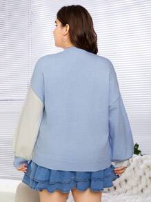 SHEIN EZwear 大尺碼女士色塊開衫,3d花卉設計 - 彩色 - 查看 2