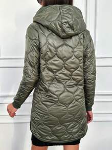 RueChic Abrigo Acolchado Con Capucha Con Cremallera