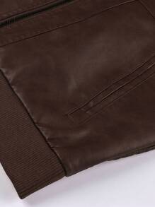 男士多口袋、拉鍊和連帽人造皮夾克,防風保暖,適合休閒、美式賽車、戶外