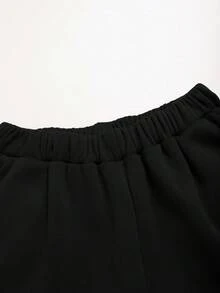 SHEIN EZwear Pantalones De Chándal Impresos Con Mariposas Y Letras - Negro - Ver 3