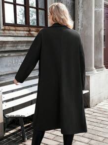 Calvaya Của phụ nữ Kích thước lớn Ve áo có khía Ngực đơn áo Với Chi tiết về Flap - màu đen - Xem 2