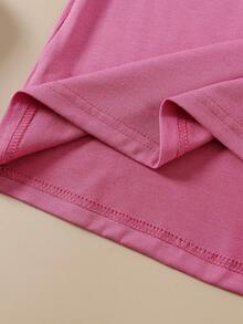 少女印花短袖t恤 - 紅色 - 查看 5