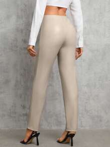 SHEIN Tall Của phụ nữ Zip Fly Mở Mặt trước Vừa khít Quần - Màu Khaki - Xem 2