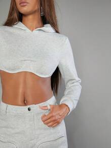 Hauture Set di due pezzi composto da felpa corta con cappuccio e pantaloni con tasche con zip