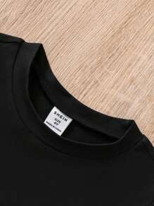 SHEIN Young Boy Rose Pattern T-Shirt - Black - View 5