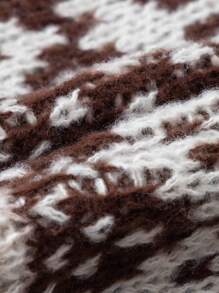 SHEIN Unity Geo Pattern Button Front Sweater Vest - Apricot - View 7