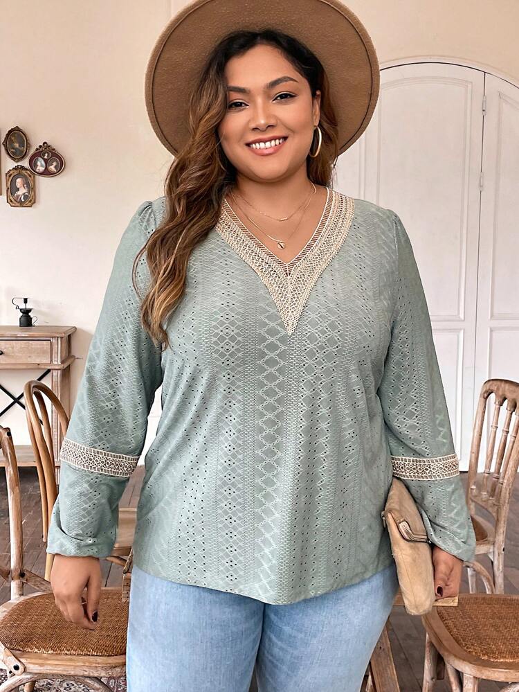 Plus Guipure Lace Insert Tee