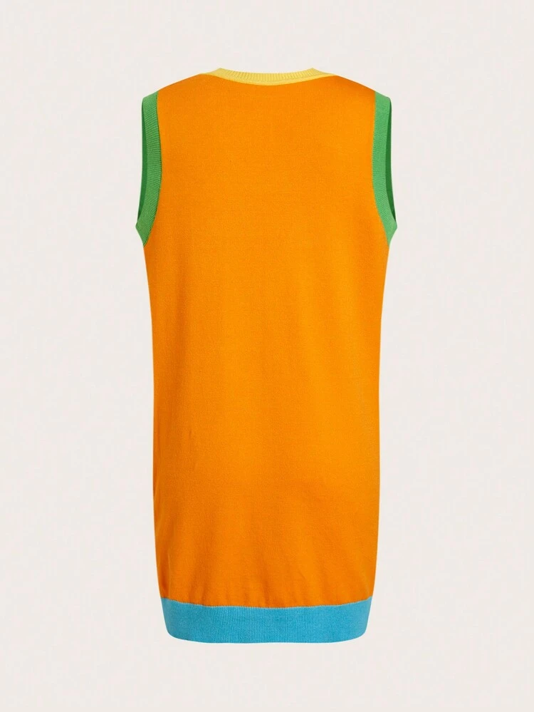 Letter Pattern Sweater Dress Without Blouse
