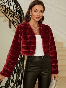 SHEIN Clasi Chaqueta Roja Corta De Moda Para Mujer - Burdeos - Ver 7