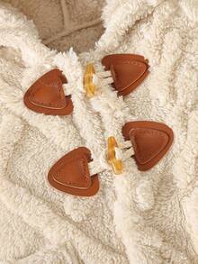 嬰兒男孩簡約連帽連身衣,適用於派對,秋冬季節 - 杏色 - 查看 3