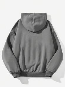 SHEIN Coolane Women's Camouflage And Letter Print Drawstring Hoodie - Grey - View 2