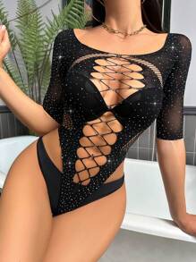 SHEIN 女士閃亮性感洋裝 - 黑色 - 查看 4