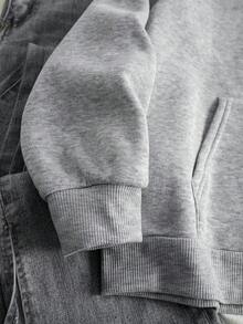 SHEIN LUNE 人物印花長袖連帽衫 - 淺灰色 - 查看 5