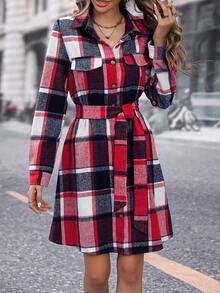 SHEIN LUNE 印花隨意裁剪連身裙 - 紅色 - 查看 3