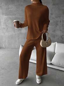 EURMUSE 女用針織毛衣2件/套 - 棕色 - 查看 4