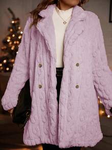 SHEIN LUNE Kích thước lớn Ấm áp Giải trí Sang trọng Áo khoác Nhiệt - Hồng - Xem 3