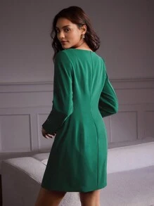 MOTF Classy FRONT POCKET DRESS - Green - View 8