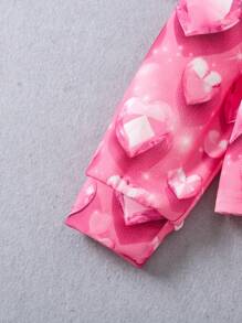 SHEIN Cô gái ( Nhỏ bé ) Hình trái tim Áo nỉ có mũ - Hồng - Xem 6