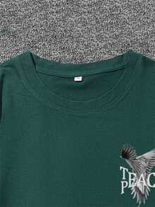 Manfinity Men's Pigeon & Letter Printed T-shirt - Green - View 5