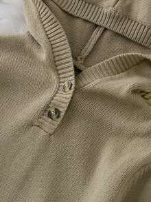 SHEIN Young Boy Hooded Thermal Sweater Set, Fall And Winter - Khaki - View 3