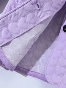 SHEIN Girls' Heart Jacquard Fabric Stand Collar Coat - Mauve Purple - View 4