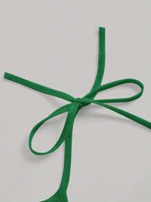 SHEIN MOD 女士褶皺前衫配後綁蝴蝶結圓擺背心 - 綠色 - 查看 3