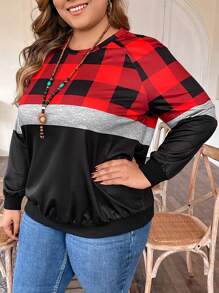 EMERY ROSE Plus Size Casual Sweatshirt For Daily Wear - Multicolor - View 1