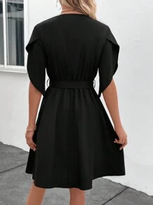 EMERY ROSE Của phụ nữ Vá lại Ren Váy có thắt lưng - màu đen - Xem 2