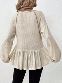 SHEIN LUNE 女士格紋荷葉邊t恤