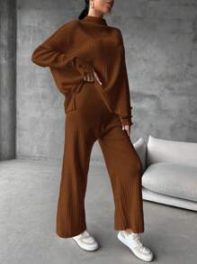 EURMUSE 女用針織毛衣2件/套 - 棕色 - 查看 5