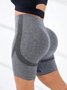 Running Women's Plus Size Seamless Tummy Control Workout Shorts - Light Grey - View 1