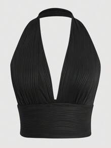 VaVaBold Women's 3pcs Halter Crop Tops In Solid Colors - Multicolor - View 4