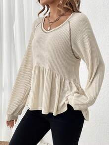 SHEIN LUNE 女士格紋荷葉邊t恤