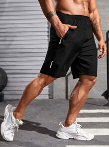 Manfinity Sport Corelite Men Zipper Slant Pocket Sports Shorts - Black - View 4