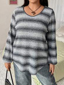 Flirla Kích thước lớn Sọc In Áo thun - Nhiều màu - Xem 6