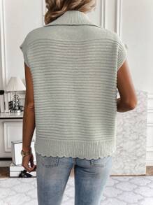 SHEIN Clasi 女士純色毛衣背心 - 灰色 - 查看 3