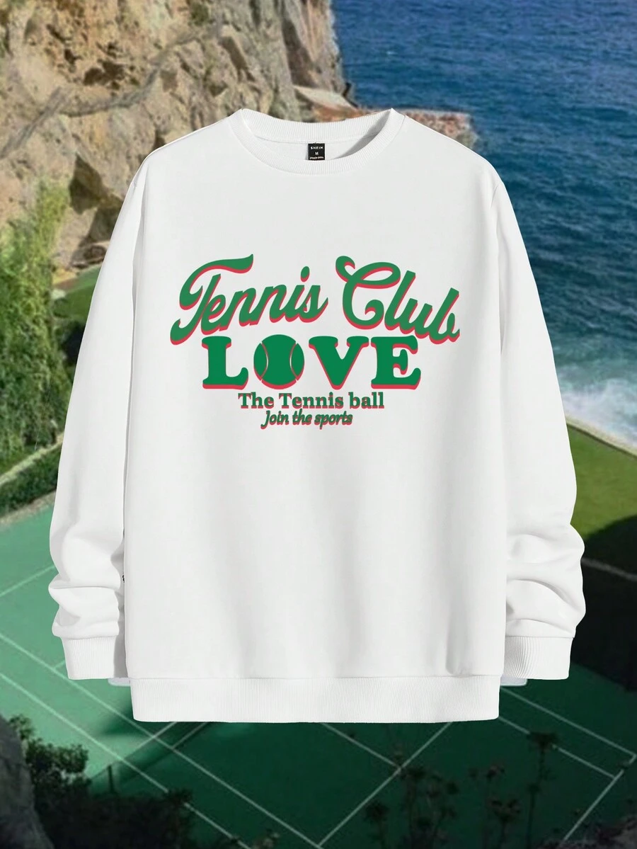 Aesthetic Post Men's Letter Printed Sweatshirt - White - View 1