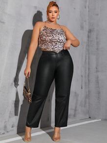 Calvaya Plus Size Solid Zipper Fly Straight Leg Pants
