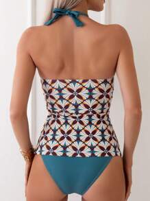 SHEIN Swim Patchwork Ladies' Tankini Set Summer - Multicolor - View 2