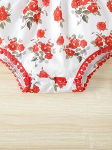 Baby Girls' Flower Printed Bodysuit With Headband - Multicolor - View 6