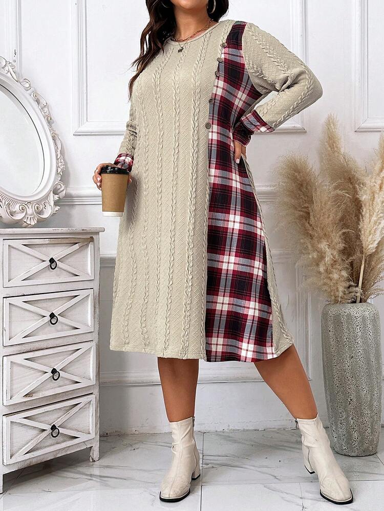 Women's Fashion Stitching Long Sleeve Dress