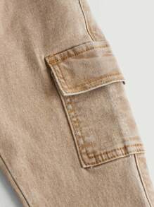 SHEIN Young Girl Jeans With Flap Pockets - Khaki - View 4