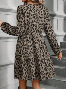 SHEIN LUNE Women's Full Print Doll Dress - Coffee - View 2