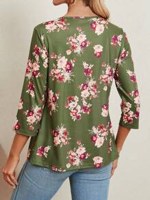 EMERY ROSE In Hoa Áo thun - Màu đỏ tím - Xem 2